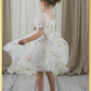 White floral flower girl dress for spring and summer weddings or other special occasions like birthdays and holidays. 