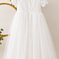 White Short Sleeve Baby Dress - Christening