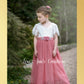 Short sleeve flower girl dress dusty rose tulle white lace bodice