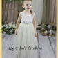 Bohemian flower girl dress ivory sleeveless white lace and full length tulle