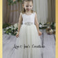 Flower girl dress Ivory tulle sleeveless white lace and full length 