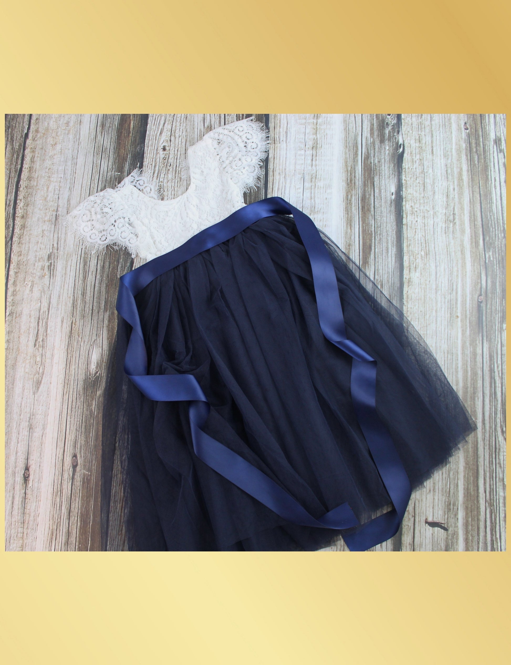 Flower Girl Outfit navy blue tulle dress