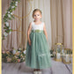 Sage Flower girl dress tulle with white sleeveless lace